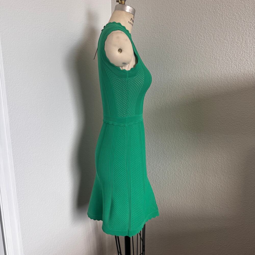 The Kooples | NWT Kelly Green Knit Pointelle Fit & Flare Dress Size 0/XS - Picture 2 of 12
